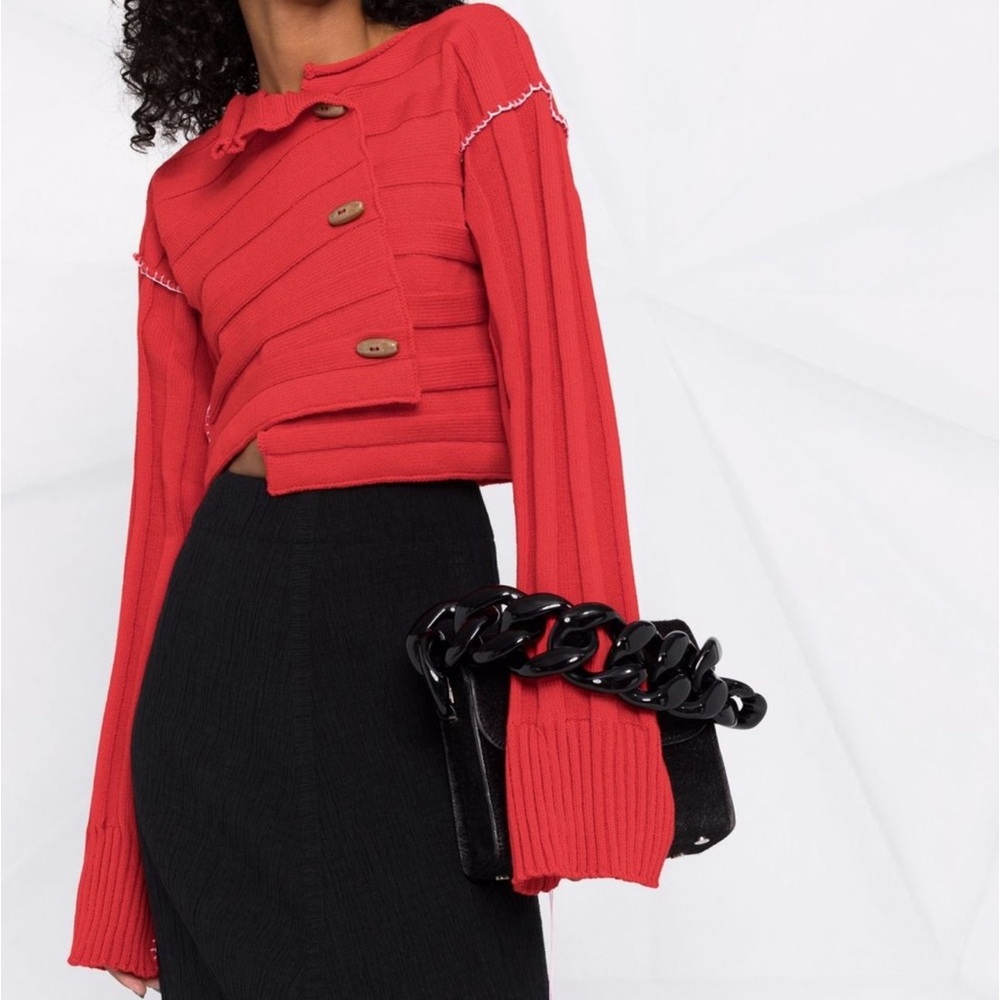 Acne studios ribbed knit cropped jacket sweater
